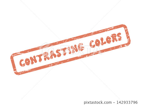 A distressed red rubber stamp featuring the words contrasting colors in a rectangular outline A distressed red rubber stamp featuring the words contrasting colors in a rectangular outline 142933796