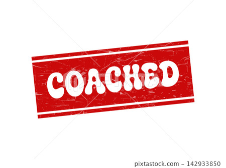 A dynamic red grunge stamp featuring the word COACHED for concepts like guidance, training, mentorship, and support A dynamic red grunge stamp featuring the word COACHED for concepts like guidance, training, mentorship, and support 142933850