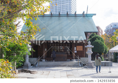 【日本】東京住吉神社正殿外觀及秋色斑斕的街道樹木 【日本】東京住吉神社正殿外觀及秋色斑斕的街道樹木 142933856