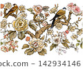 chinoiserie pattern with birds 142934146