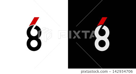 Modern and unique 68 number logo design Modern and unique 68 number logo design 142934706