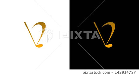 Elegant and modern V golf logo design Elegant and modern V golf logo design 142934757