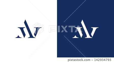 Unique and strong letter MV initials logo design 142934793