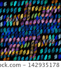 Abstract Background Featuring Colorful Scribbles and Hand Drawn Patterns on a Dark Black Surface 142935178