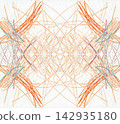 Abstract Symmetrical Pattern with Orange Scribbles and Lines on a Clean White Backdrop for Design 142935180