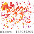 Abstract Watercolor Background with Vibrant Multi Colored Paint Splatter Splashes and Drip Texture 142935205