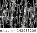 Abstract Geometric Pattern with Intertwining Lines and Rectangles in Black and White 142935209