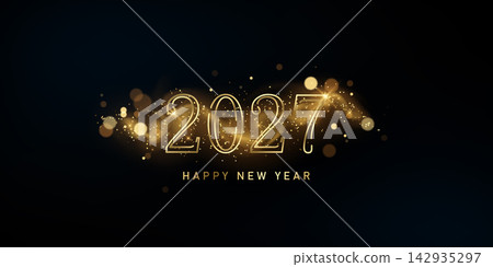 Happy New Year 2027 background, luxury design, festival vector illustration. Happy New Year 2027 background, luxury design, festival vector illustration. 142935297