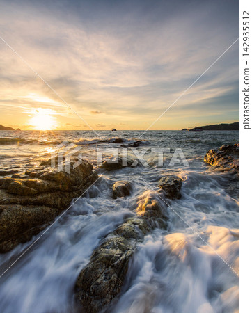 beautiful sunset on the beach beautiful sunset on the beach 142935512