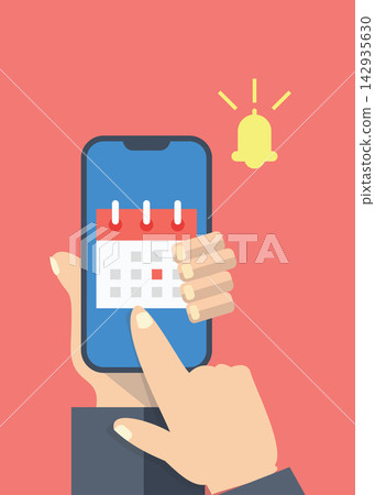 Mobile Phone Calendar App Event Date Reminder and Notification Vector Design Mobile Phone Calendar App Event Date Reminder and Notification Vector Design 142935630