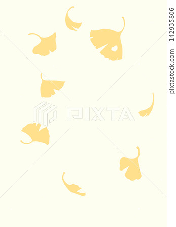 Falling ginkgo leaves, vertical silhouette Falling ginkgo leaves, vertical silhouette 142935806