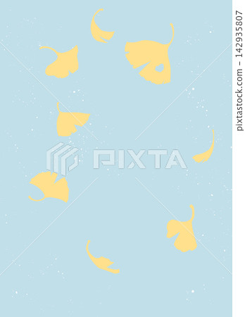 飄落的銀杏葉,垂直輪廓 飄落的銀杏葉,垂直輪廓 142935807