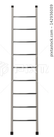 This ladder is cut out on a clear background showcasing its straight and tall frame. It is ideal for reaching high places in home or work settings This ladder is cut out on a clear background showcasing its straight and tall frame. It is ideal for reaching high places in home or work settings 142936089