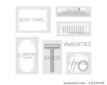 Amenity goods illustrated set Amenity goods illustrated set 142936398