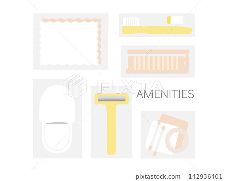 Amenity goods illustrated set Amenity goods illustrated set 142936401