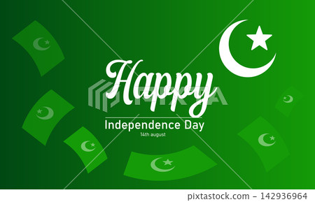 Pakistan independence day festive graphic with crescent and star illustration pakistan independence crescent celebration national fourteenth patriotism identity illustration sovereignty 142936964