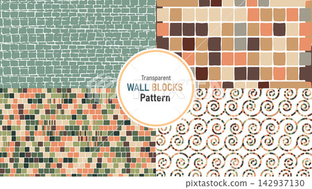 Collection of wall blocks and brick patterns with diverse textures in green orange cream colors stone texture square tiles swirl pattern surface design masonry backgrounds decorative graphics Collection of wall blocks and brick patterns with diverse textures in green orange cream colors stone texture square tiles swirl pattern surface design masonry backgrounds decorative graphics 142937130
