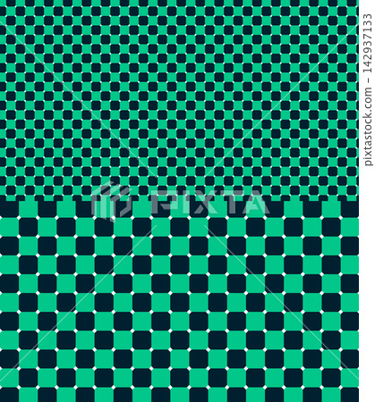 Green and black optical illusion pattern with checkerboard and dots black background checkerboard texture geometric design abstract art modern graphic seamless pattern repeating structure Green and black optical illusion pattern with checkerboard and dots black background checkerboard texture geometric design abstract art modern graphic seamless pattern repeating structure 142937133