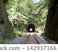 A local railway line and tunnels surrounded by greenery, running through the mountainous region of Taiwan. 142937166
