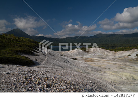 View of the white sulfurous hills and Lake Usori (Mount Osore) View of the white sulfurous hills and Lake Usori (Mount Osore) 142937177