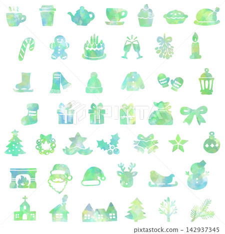 A set of hand-drawn style icons with Christmas motifs. A set of hand-drawn style icons with Christmas motifs. 142937345