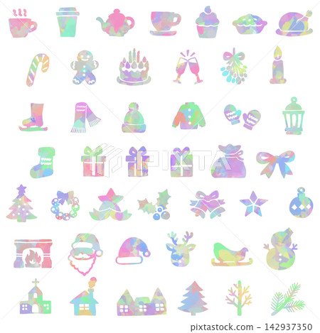 A set of hand-drawn style icons with Christmas motifs. A set of hand-drawn style icons with Christmas motifs. 142937350