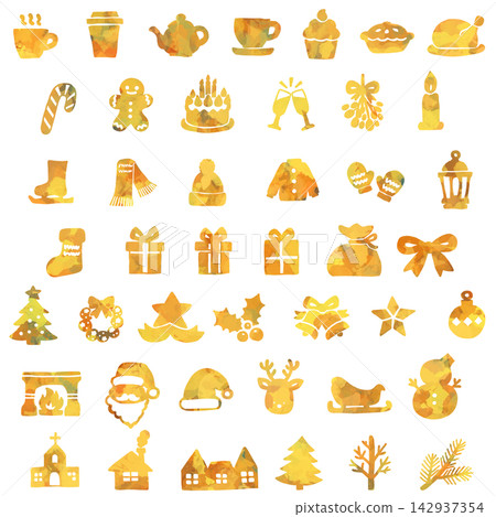 A set of hand-drawn style icons with Christmas motifs. A set of hand-drawn style icons with Christmas motifs. 142937354