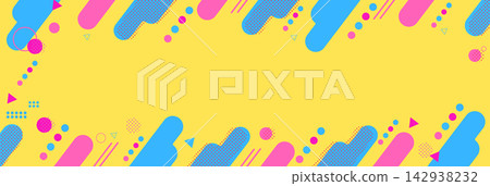 Banner background geometric pop art illustration with copy space (yellow, blue, pink) Banner background geometric pop art illustration with copy space (yellow, blue, pink) 142938232