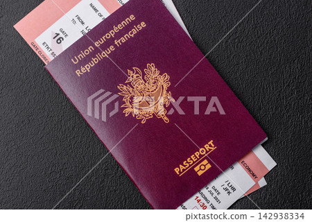 French passport for travel, immigration, education, and business. French passport French passport for travel, immigration, education, and business. French passport 142938334