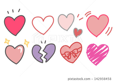 A set of cute heart icons 142938458