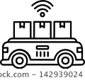 Automated guided vehicle AVG transporting warehouse packages 142939024