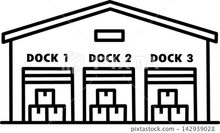 Logistics warehouse distribution center building with docks Logistics warehouse distribution center building with docks 142939028