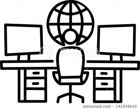 Logistics manager office workspace with world globe Logistics manager office workspace with world globe 142939030