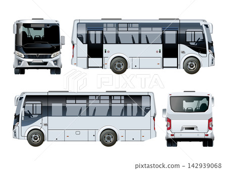 Vector urban passenger small bus mock-up Vector urban passenger small bus mock-up 142939068