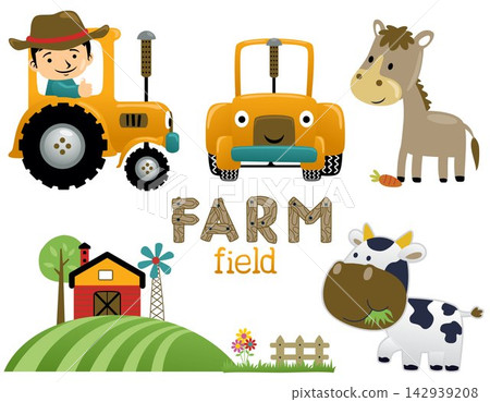 Set of farming element cartoon Set of farming element cartoon 142939208
