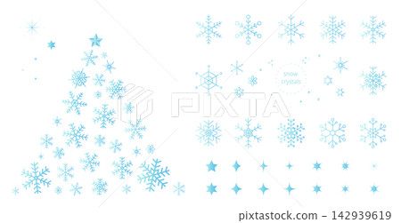 Blue snowflake illustration set - Christmas tree icon/background illustration/vector material Blue snowflake illustration set - Christmas tree icon/background illustration/vector material 142939619
