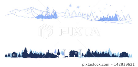 Frame illustration of a winter cityscape silhouette (background) Frame illustration of a winter cityscape silhouette (background) 142939621