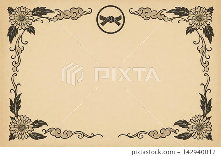 Poster, certificate, diplom karate . Old vintage paper texture background art design 142940012