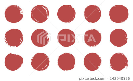 Brush, Circle, Japanese Style, Frame Set, Red Brush, Circle, Japanese Style, Frame Set, Red 142940556