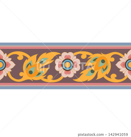 Thai Floral Seamless Border Thai Floral Seamless Border 142941059