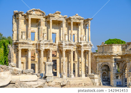 Library of Celsus Facade and Gate of Mazaeus and Mithridates, Ephesus Library of Celsus Facade and Gate of Mazaeus and Mithridates, Ephesus 142941453