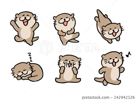 Cute otter character material Cute otter character material 142942126