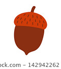 Classic dark brown acorn vector illustration with speckled cap. Isolated autumn flora graphic element on white background for fall promotional materials 142942262