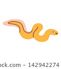 Cute yellow eel character vector illustration. Ocean marine animal isolated on white background for nursery art, children stickers, and summer prints 142942274