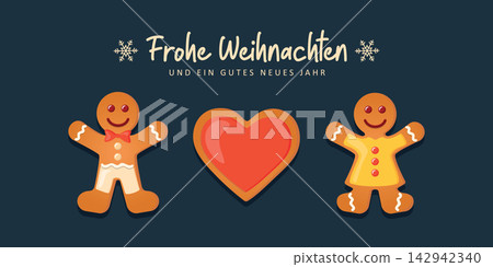 christmas greeting card with cookies gingerbread set sweet decoration vector illustration christmas greeting card with cookies gingerbread set sweet decoration vector illustration 142942340