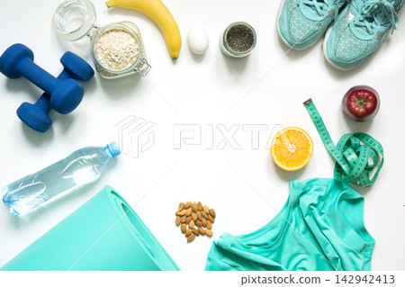 Concept fitness and healthy proper nutrition. Space for text. Concept fitness and healthy proper nutrition. Space for text. 142942413