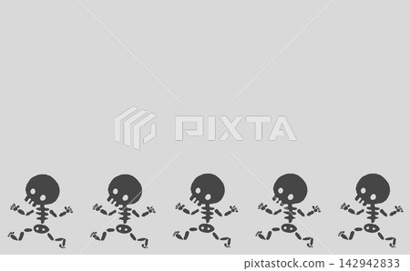 Cute monochrome background material of a marching skeleton Cute monochrome background material of a marching skeleton 142942833