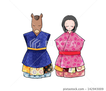 An illustration of Oshirasama, a deity worshipped in the Tohoku region. An illustration of Oshirasama, a deity worshipped in the Tohoku region. 142943009