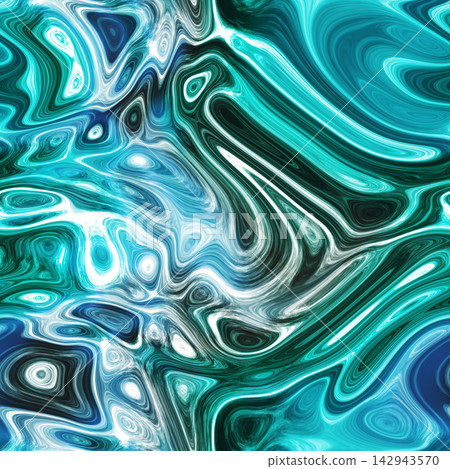 Cyan Turquoise Liquid Marble Seamless Pattern Aqua Fluid Art Texture 142943570