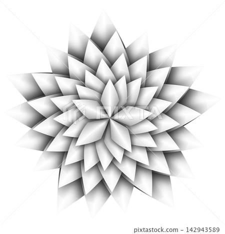 Geometric Layered 3D Paper Dahlia Flower White Monochrome Mandala Geometric Layered 3D Paper Dahlia Flower White Monochrome Mandala 142943589